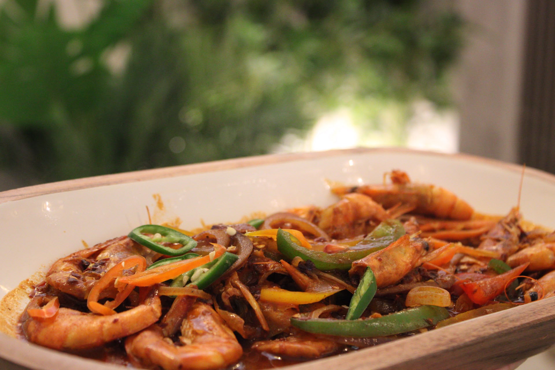 Spiced prawns with peppers